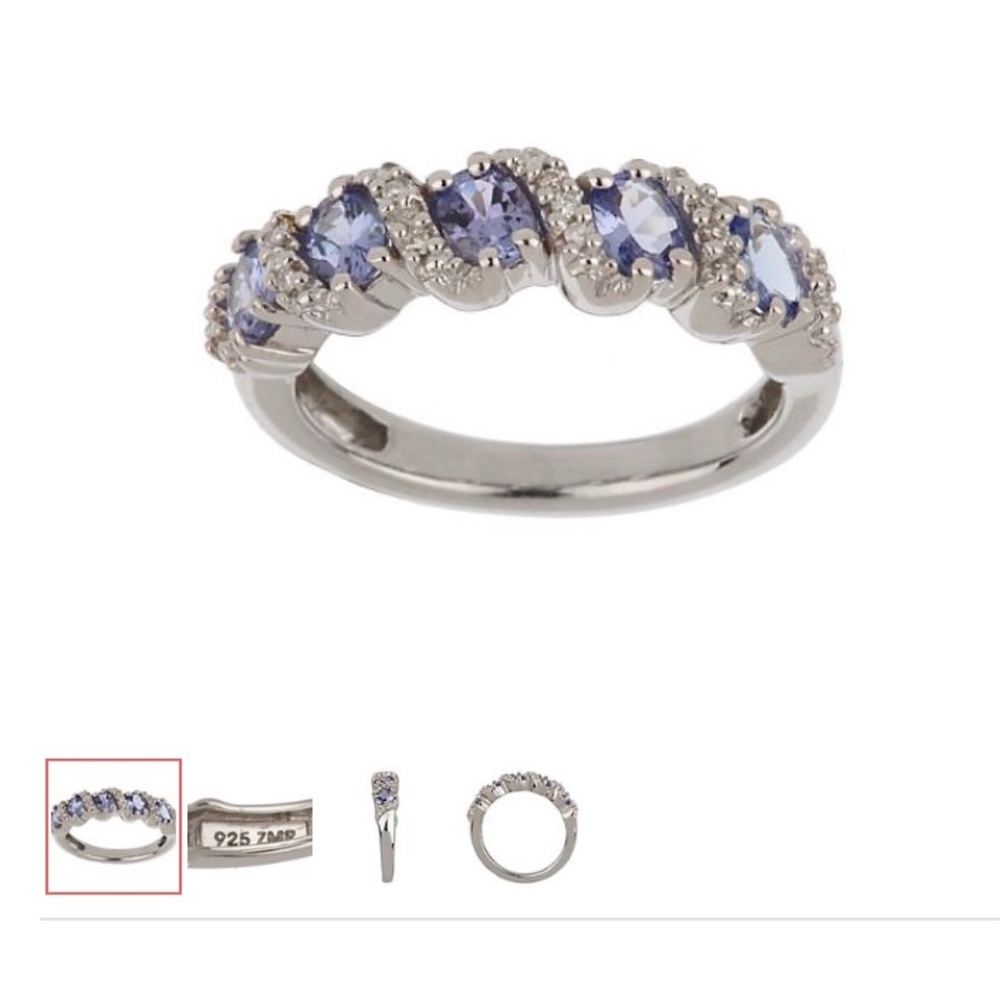 Sterling 0.65 Carat Weight Tanzanite & Diamond Accent Ring/Size 6/NEW!!!